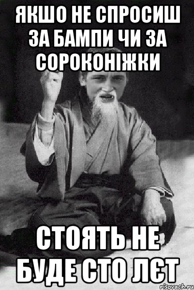 Якшо не спросиш за бампи чи за сороконіжки стоять не буде сто лєт, Мем Мудрий паца