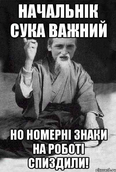 Начальнік сука важний но номерні знаки на роботі спиздили!, Мем Мудрий паца