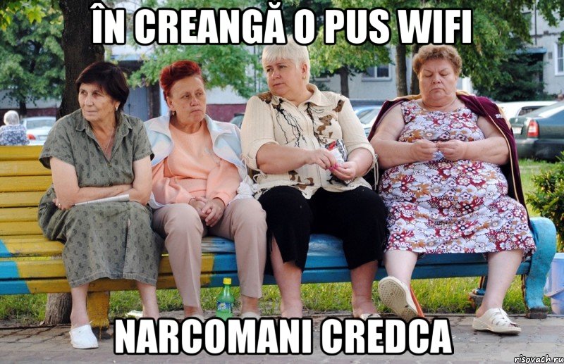 În Creangă o pus wifi Narcomani credca, Мем Бабушки на скамейке