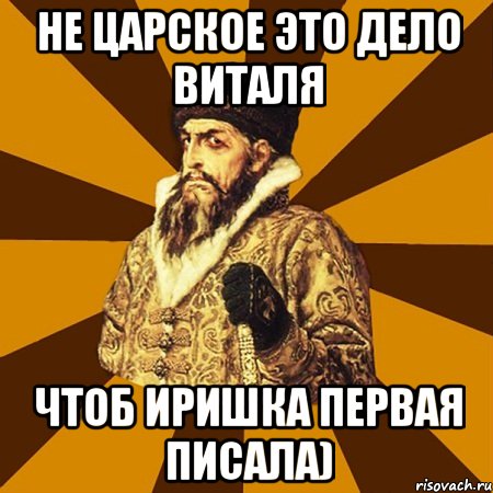 Не царское это дело Виталя чтоб Иришка первая писала), Мем Не царское это дело