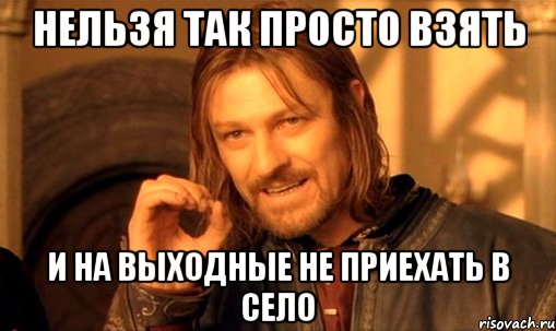 нельзя так просто взять и на выходные не приехать в село, Мем Нельзя просто так взять и (Боромир мем)