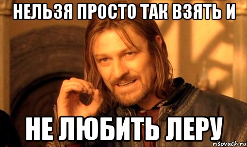 Нельзя просто так взять и не любить Леру, Мем Нельзя просто так взять и (Боромир мем)