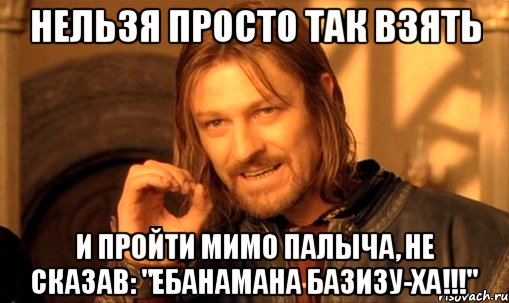 Нельзя просто так взять и пройти мимо Палыча, не сказав: "Ебанамана Базизу-ХА!!!", Мем Нельзя просто так взять и (Боромир мем)