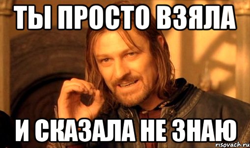 ты просто взяла и сказала не знаю, Мем Нельзя просто так взять и (Боромир мем)