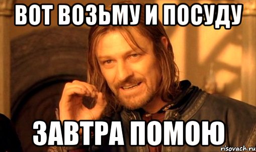 вот возьму и посуду завтра помою, Мем Нельзя просто так взять и (Боромир мем)