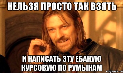 нельзя просто так взять и написать эту ебаную курсовую по Румынам, Мем Нельзя просто так взять и (Боромир мем)