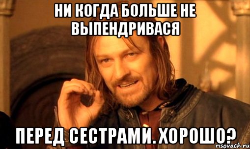 Ни когда больше не выпендривася перед СЕСТРАМИ. ХОРОШО?, Мем Нельзя просто так взять и (Боромир мем)