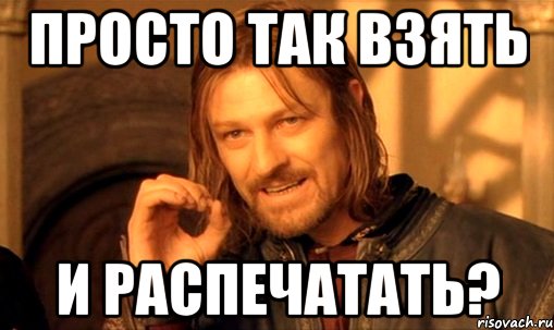 Просто так взять и распечатать?, Мем Нельзя просто так взять и (Боромир мем)