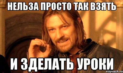 нельза просто так взять и зделать уроки, Мем Нельзя просто так взять и (Боромир мем)