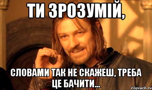 ти зрозумій, словами так не скажеш, треба ЦЕ бачити..., Мем Нельзя просто так взять и (Боромир мем)