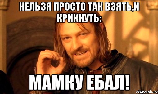нельзя просто так взять,и крикнуть: мамку ебал!, Мем Нельзя просто так взять и (Боромир мем)