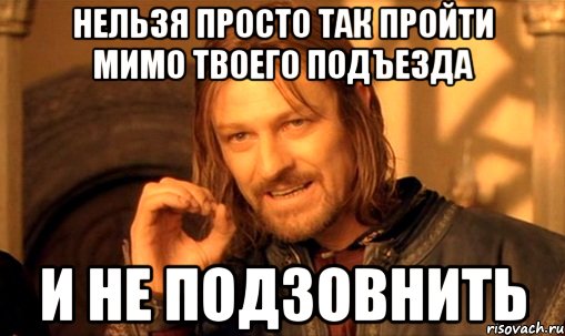 нельзя просто так пройти мимо твоего подъезда и не подзовнить, Мем Нельзя просто так взять и (Боромир мем)