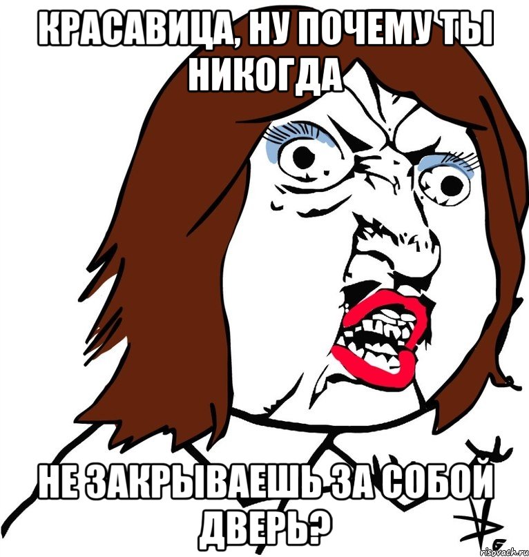 Красавица, ну почему ты никогда не закрываешь за собой дверь?, Мем Ну почему (девушка)