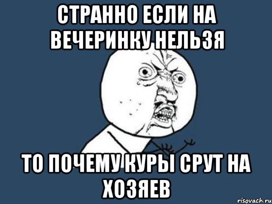 странно если на вечеринку нельзя то почему куры срут на хозяев, Мем Ну почему