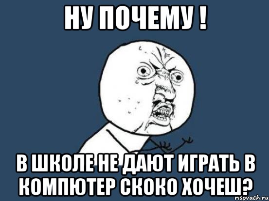 НУ ПОЧЕМУ ! В школе не дают играть в компютер скоко хочеш?, Мем Ну почему