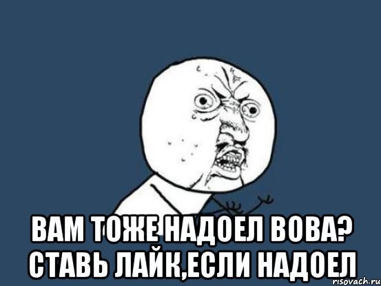  вам тоже надоел вова? ставь лайк,если надоел, Мем Ну почему