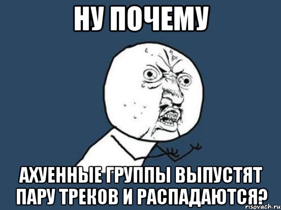 ну почему ахуенные группы выпустят пару треков и распадаются?, Мем Ну почему