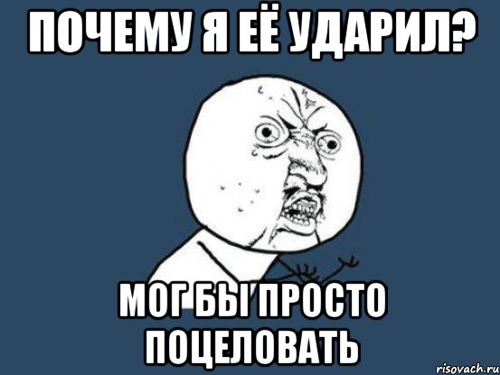 Почему я её ударил? Мог бы просто поцеловать, Мем Ну почему