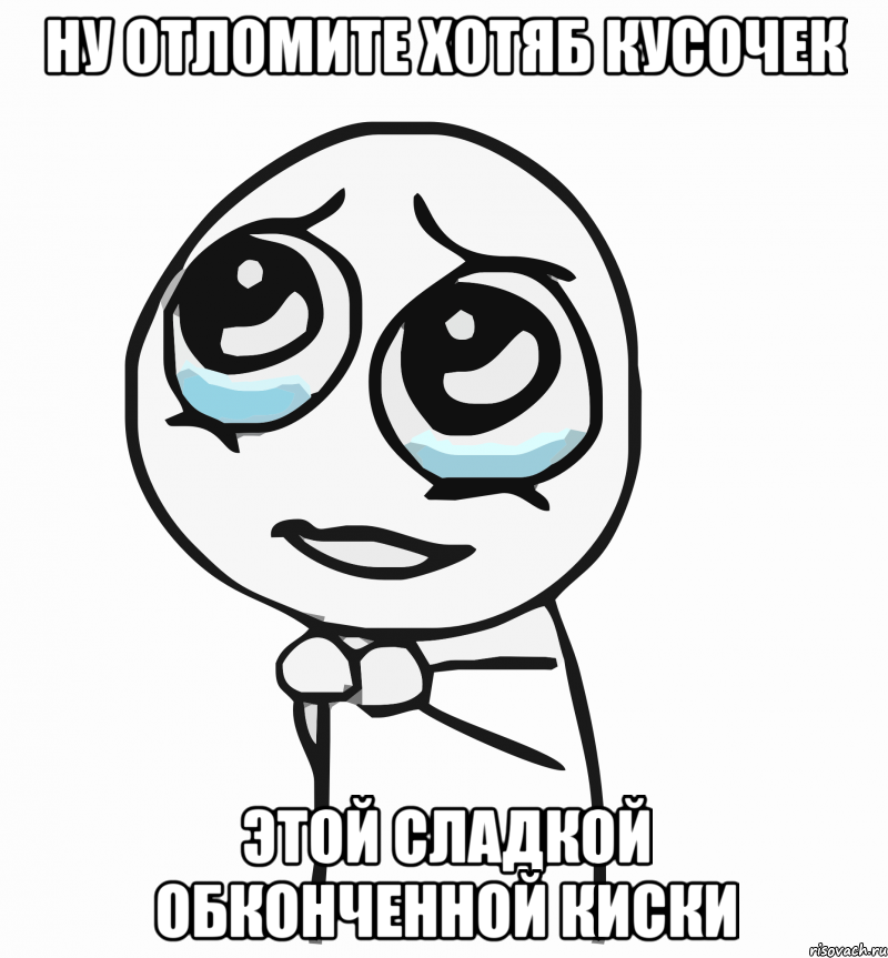 Ну отломите хотяб кусочек Этой сладкой обконченной киски, Мем  ну пожалуйста (please)