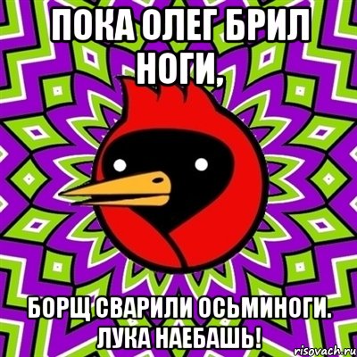 Пока Олег брил ноги, борщ сварили осьминоги. лука наебашь!, Мем Омская птица