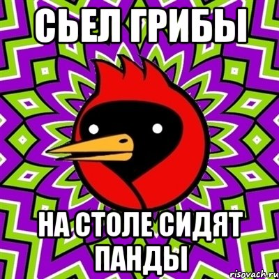 Сьел грибы На столе сидят панды, Мем Омская птица