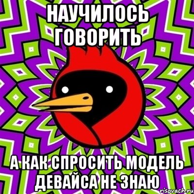 Научилось говорить а как спросить модель девайса не знаю, Мем Омская птица