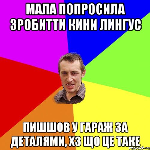 Мала попросила зробитти кини лингус Пишшов у гараж за деталями, хз що це таке, Мем Чоткий паца