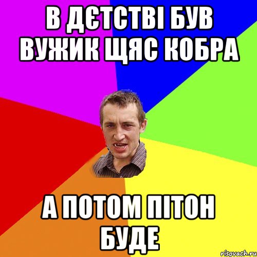 В дєтстві був вужик щяс кобра а потом пітон буде, Мем Чоткий паца