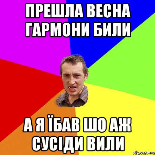 прешла весна гармони били а я їбав шо аж сусіди вили, Мем Чоткий паца