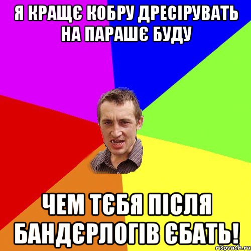 Я КРАЩЄ КОБРУ ДРЕСІРУВАТЬ НА ПАРАШЄ БУДУ ЧЕМ ТЄБЯ ПІСЛЯ БАНДЄРЛОГІВ ЄБАТЬ!, Мем Чоткий паца