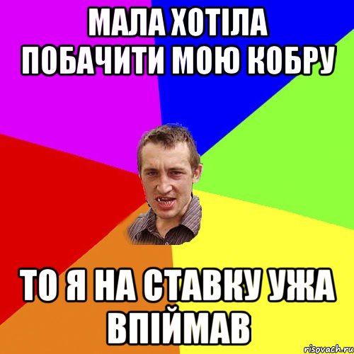 мала хотіла побачити мою кобру то я на ставку ужа впіймав, Мем Чоткий паца