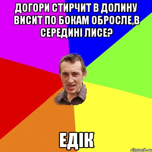 Догори стирчит в долину висит по бокам обросле,в середині лисе? ЕДІК, Мем Чоткий паца
