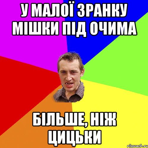 У малої зранку мішки під очима більше, ніж цицьки, Мем Чоткий паца