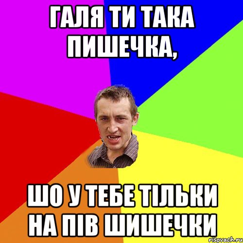 Галя ти така пишечка, шо у тебе тільки на пів шишечки, Мем Чоткий паца