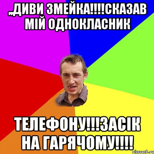 ,,Диви Змейка!!!!сказав мій однокласник телефону!!!засік на гарячому!!!!, Мем Чоткий паца