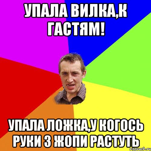 упала вилка,к гастям! упала ложка,у когось руки з жопи растуть, Мем Чоткий паца