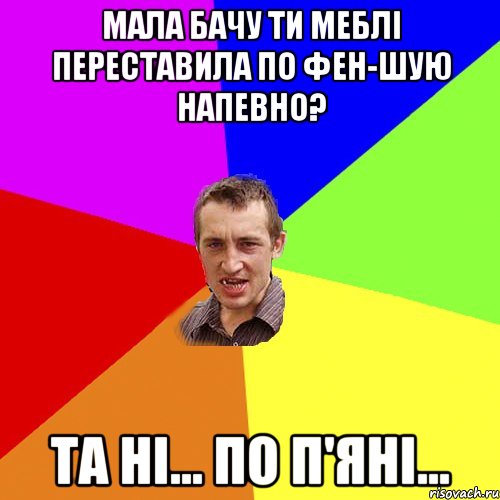 МАЛА БАЧУ ТИ МЕБЛІ ПЕРЕСТАВИЛА ПО фен-шую напевно? Та ні... по п'яні..., Мем Чоткий паца