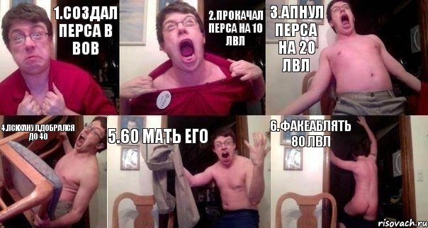 1.создал перса в вов 2.прокачал перса на 10 лвл 3.апнул перса на 20 лвл 4.психанул,добрался до 40 5.60 мать его 6.факеаблять 80 лвл, Комикс  Печалька 90лвл