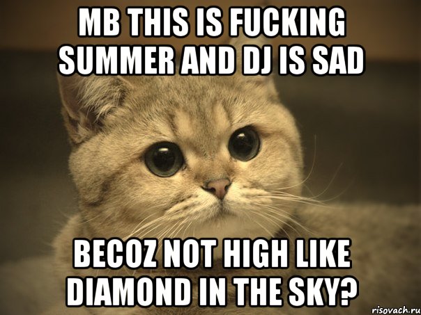 MB THIS IS FUCKING SUMMER AND DJ IS SAD BECOZ NOT HIGH LIKE DIAMOND IN THE SKY?, Мем Пидрила ебаная котик