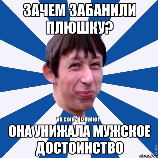 зачем забанили плюшку? она унижала мужское достоинство, Мем Пиздабол типичный вк