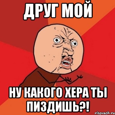 друг мой ну какого хера ты пиздишь?!, Мем Почему