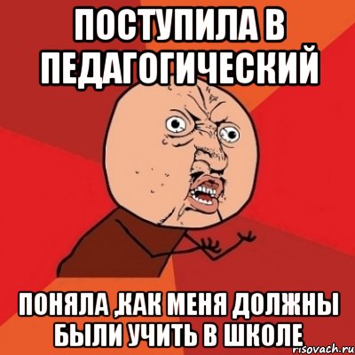 Поступила в педагогический поняла ,как меня должны были учить в школе, Мем Почему