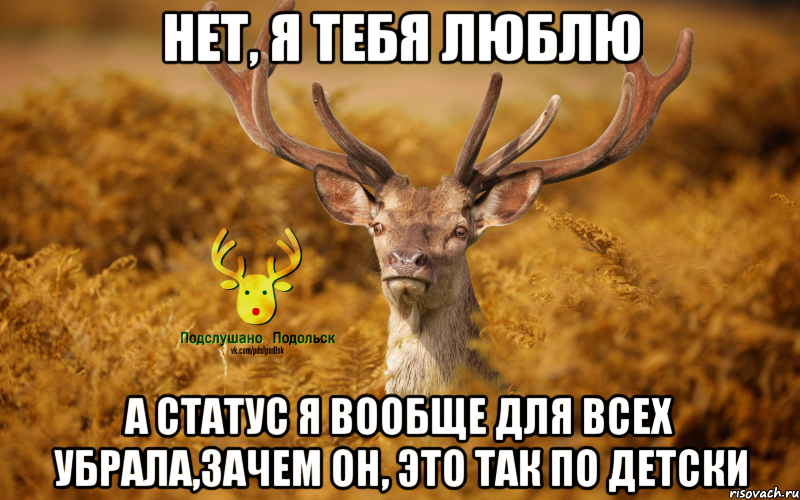 нет, я тебя люблю а статус я вообще для всех убрала,зачем он, это так по детски