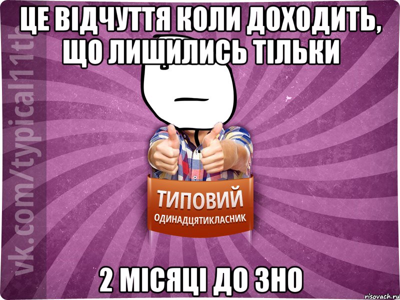 це відчуття коли доходить, що лишились тільки 2 місяці до зно