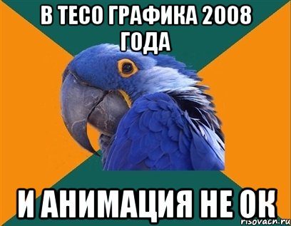 В ТЕСО ГРАФИКА 2008 года и анимация не ок, Мем Попугай параноик