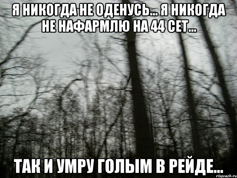 Я никогда не оденусь... Я никогда не нафармлю на 44 сет... Так и умру голым в рейде...