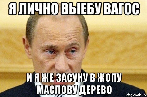 я лично выебу ВАГОС И Я ЖЕ ЗАСУНУ В ЖОПУ МАСЛОВУ ДЕРЕВО, Мем путин