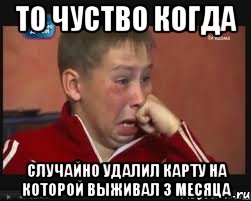 То чуство когда Случайно удалил карту на которой выживал 3 месяца