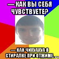 — Как вы себя чувствуете? — Как чихуахуа в стиралке при отжиме.
