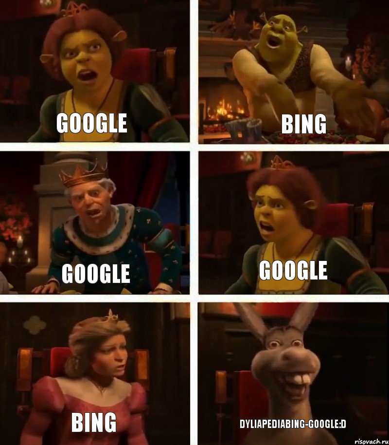 Google Google Bing Bing Google Dyliapediabing-google:D, Комикс  Шрек Фиона Гарольд Осел